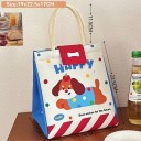 Set of 4 Lunch Thermal Bags Apple Rabbit Hamburger Dog 19x22.5x17 cm Insulated Cool Bags for Food with Foil Zip and Press Studs 2
