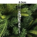 Set of 5 Christmas Ornaments Plastic Transparent Icicle Shape 6.5 cm Hanging by String on Christmas Tree 2