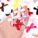 Set of 50 Satin Hair Bows 4 x 3.5 cm Colourful Small Bows Elegant Hair Accessory Subtle Shine Handmade Creative Crafting 22