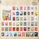 Set of 50 Stamp-Shaped Stickers with Historical Motifs 30x40 mm for Decorations and Creative Projects 2