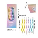 Set of 6 Wavy Birthday Candles Pastel Colours Cake Decoration Cheerful Design Birthday Celebration Original Shape 5