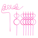 Set of 7 Plastic Straws Bride 30 x 25 cm Straw Bride + Pink Straws with Heart Hen Party 6
