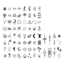 Set of 77 Temporary Tattoo Stickers with Fresh Herbal Juice Waterproof Semi-Permanent Tattoos Disposable Cute Designs 1