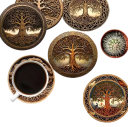 Set of 8 Painted Wooden Coasters, Heat-Resistant Placements, Colourful Sprayed Wooden Placements, Non-Slip Placements 2
