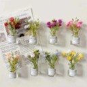 Set of 8 pcs 3D Fridge Magnets Flower in Vase 5.1×1.3 cm Decorative Plastic Magnets Colourful Kitchen Accessories Household 1