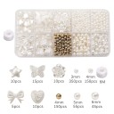 Set of 800 Beads White and Gold Beads Various Shapes and Sizes Lightweight Plastic Hypoallergenic Beads for Making Bracelets Necklaces and Earrings 3