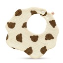 Set of Baby Bibs 3 pcs 25 x 24 cm Beige with Brown Print of Rainbows, Hearts and Teddy Bears Wavy Edge Snap Fastening at the Neck 2