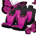 Set of Car Seat Covers for 5 Seats Tire Print Design with Butterfly Protective Seat Covers Polyester Stylish Pattern Easy Maintenance Universal Fit 9