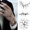 Set of Decorative Body Stickers 2 pcs 10.5 x 24 cm Black Crackle Effect Temporary Patterns for Face Neck and Body 2