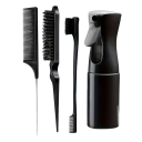 Set of Hairdressing Tools 4 pcs Water Spray Comb with Tail Teasing Brush Edge Trimming Hair Smoothing Combing 1