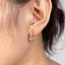 Set of Hoop Earrings 3 Pairs 1.3 1.5 and 1.6 cm Huggie Hoops with a Row of Large Zirconia For Lobe and Cartilage Piercing 2