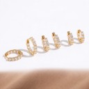 Set of Hoop Earrings 3 Pairs 1.3 1.5 and 1.6 cm Huggie Hoops with a Row of Large Zirconia For Lobe and Cartilage Piercing 5