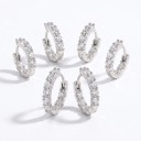 Set of Hoop Earrings 3 Pairs 1.3 1.5 and 1.6 cm Huggie Hoops with a Row of Large Zirconia For Lobe and Cartilage Piercing 6