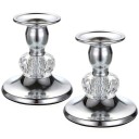 Set of Metal Candle Holders for Cone Candles with Crystal Element 2 pcs Metal Stand Candle Diameter 2.3 cm Table Decoration for Weddings and Celebrations 3