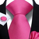 Set of Plain Tie, Pocket Square and Cufflinks 148 x 7.5 cm Elegant Men's Set for Weddings, Formal Events and Business Meetings 16