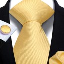 Set of Plain Tie, Pocket Square and Cufflinks 148 x 7.5 cm Elegant Men's Set for Weddings, Formal Events and Business Meetings 19