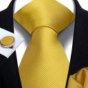 Set of Plain Tie, Pocket Square and Cufflinks 148 x 7.5 cm Elegant Men's Set for Weddings, Formal Events and Business Meetings 10