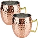 Set of Stainless Steel Mugs Hammered Surface with Handle 500 ml 6 × 10.5 cm Copper for Beverages Home Serving 1