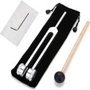Set of Tuning Forks 128Hz Weighted Bioacoustic Tuning Fork for Chakra Healing Sound Therapy Stress Relief with Hammer Repair Tool and Storage Bag 1