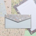 Set of Writing Paper and Envelopes 14 x 21 cm 6 Sheets of Paper 8.5 x 16.5 cm 3 Envelopes Floral Pattern Grey Writing Set 3