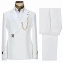 Set pentru bărbați din bumbac, poliester și viscoză Săcă și pantaloni eleganți pentru bărbați cu lanț la guler Complet uniform colorat cu închidere cu curea 2 Set pentru bărbați din bumbac, poliester și viscoză Săcă și pantaloni eleganți pentru bărbați cu lanț la guler Complet uniform colorat cu închidere cu curea 2