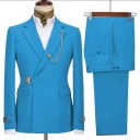 Set pentru bărbați din bumbac, poliester și viscoză Săcă și pantaloni eleganți pentru bărbați cu lanț la guler Complet uniform colorat cu închidere cu curea 4 Set pentru bărbați din bumbac, poliester și viscoză Săcă și pantaloni eleganți pentru bărbați cu lanț la guler Complet uniform colorat cu închidere cu curea 4