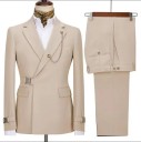 Set pentru bărbați din bumbac, poliester și viscoză Săcă și pantaloni eleganți pentru bărbați cu lanț la guler Complet uniform colorat cu închidere cu curea 10 Set pentru bărbați din bumbac, poliester și viscoză Săcă și pantaloni eleganți pentru bărbați cu lanț la guler Complet uniform colorat cu închidere cu curea 10