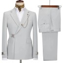 Set pentru bărbați din bumbac, poliester și viscoză Săcă și pantaloni eleganți pentru bărbați cu lanț la guler Complet uniform colorat cu închidere cu curea 17 Set pentru bărbați din bumbac, poliester și viscoză Săcă și pantaloni eleganți pentru bărbați cu lanț la guler Complet uniform colorat cu închidere cu curea 17