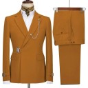 Set pentru bărbați din bumbac, poliester și viscoză Săcă și pantaloni eleganți pentru bărbați cu lanț la guler Complet uniform colorat cu închidere cu curea 13 Set pentru bărbați din bumbac, poliester și viscoză Săcă și pantaloni eleganți pentru bărbați cu lanț la guler Complet uniform colorat cu închidere cu curea 13