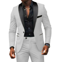 Set pentru bărbați din poliester Elegantă suită de sacou și pantaloni pentru bărbați Costum formal monocrom cu buzunare și buzunar pe piept Complect stilat cu nasturi 2 Set pentru bărbați din poliester Elegantă suită de sacou și pantaloni pentru bărbați Costum formal monocrom cu buzunare și buzunar pe piept Complect stilat cu nasturi 2