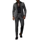 Set pentru bărbați din poliester Elegantă suită de sacou și pantaloni pentru bărbați Costum formal monocrom cu buzunare și buzunar pe piept Complect stilat cu nasturi 11 Set pentru bărbați din poliester Elegantă suită de sacou și pantaloni pentru bărbați Costum formal monocrom cu buzunare și buzunar pe piept Complect stilat cu nasturi 11