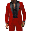 Set pentru bărbați din poliester Elegantă suită de sacou și pantaloni pentru bărbați Costum formal monocrom cu buzunare și buzunar pe piept Complect stilat cu nasturi 3 Set pentru bărbați din poliester Elegantă suită de sacou și pantaloni pentru bărbați Costum formal monocrom cu buzunare și buzunar pe piept Complect stilat cu nasturi 3
