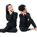 Set pentru copii cu tricou cu mânecă lungă și pantaloni de trening Unisex set jednobarevný cu guler rotund Îmbrăcăminte confortabilă pentru copii acasă și afară Îmbrăcăminte de sezon 4