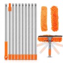 Set per la pulizia delle finestre con tergivetro 2 in 1 e asta telescopica 100–420 cm Testa rotante 180° Microfibra e chenille Per finestre 7