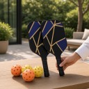 Σέτ Pickleball 2 ρακέτες και 4 μπαλάκια σε τσάντα 40 x 20 x 1,4 εκ. Γραφίτη ανθρακονήματα Μαύρο και μπλε με χρυσό σχέδιο Για παιδιά και ενήλικες 6