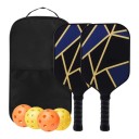 Σέτ Pickleball 2 ρακέτες και 4 μπαλάκια σε τσάντα 40 x 20 x 1,4 εκ. Γραφίτη ανθρακονήματα Μαύρο και μπλε με χρυσό σχέδιο Για παιδιά και ενήλικες 1