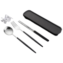 Set portabil de tacâmuri Lingură Furculiță Bețișoare cu husă Tacâmuri de călătorie subțiri pentru mâncare la birou școală picnic 6