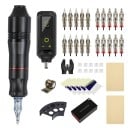 Set profesională de mașină de tatuat fără fir cu sursă de alimentare și cartușe 1300 mAh 11,7 x 2,9 cm 1