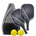 Σετ ρακέτες για pickleball με μπάλες και τσάντα ώμου 40 x 20 x 1,4 εκ. Γραφίτης από ανθρακονήματα Σκούρο με κίτρινη ρίγα Ελαφριές ρακέτες 1