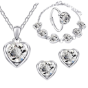 Set regalo da donna 4 pezzi collana, orecchini, bracciale e anello a forma di cuore 6