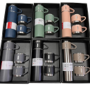 Set regalo di thermos con tazze 500 ml Thermos in acciaio inox 23,9 × 6,6 cm con 3 tazze 6,6 × 5,9 cm Isolamento termico 6–12 ore Set da viaggio 8