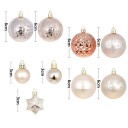 Set Romantice de Crăciun 44 bucăți decorațiuni 3 - 6 cm Bile și stele roz aurii Dimensiuni diferite pentru o decorare elegantă 2