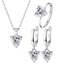 Set romantico in tre pezzi in argento 925 Motivo cuore Orecchini Anello Collana Set regalo di gioielli per donna 12