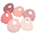 Set slabbetjes voor kinderen 6 stuks 28 x 25 cm Pastelkleuren Volant rondom Drukknopsluiting bij de hals Slabbetje voor baby's en peuters 3