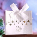 Set van 10 kerstcadeautasjes 11,5 × 10 × 4,5 cm met kerstprint en strik papieren tasjes voor het inpakken van cadeaus 3
