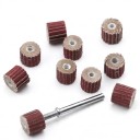 Set van 10 lamelvormige schuurrollen 10 mm Korrelgrootte 400 met opschroefpunt 3 mm voor micro-schuurmachines Roodbruin Schuren van metaal en hout 6
