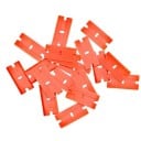 Set van 100 stuks dubbele kunststof scheermesjes oranje veilige snijkanten voor schrapers voor het verwijderen van vuil van oppervlakken 3