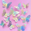 Set van 12 kleurrijke vlinders voor taarten Kunstmatige decoraties Glittereffect 3 maten Decoraties voor verjaardagen en feesten 3