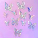 Set van 12 kleurrijke vlinders voor taarten Kunstmatige decoraties Glittereffect 3 maten Decoraties voor verjaardagen en feesten 1