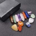 Set van 14 natuurlijke hexagonale kristallen, lapis lazuli, amethist, rozenkwarts, aventurijn, tijgeroog, decoratie, meditatie, leerchakra, stenen 3